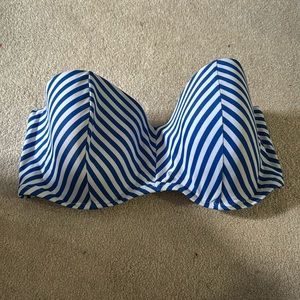 Blue and white striped swim top